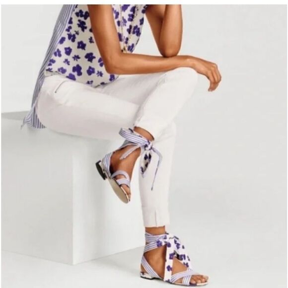Cabi | Tied Up Stripe Floral Wrap Sandal | 10 M - Picture 2 of 9